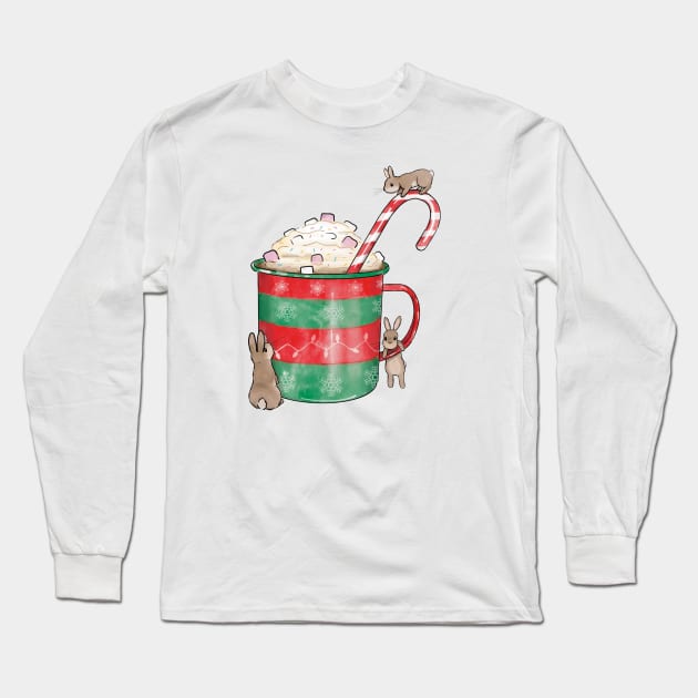 Hot chocolate bunnies Long Sleeve T-Shirt by WillowGrove